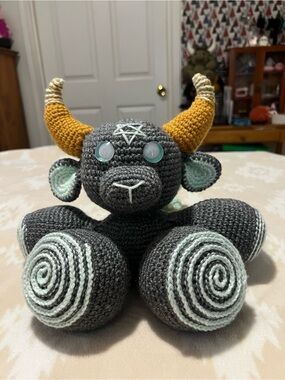 Crocheted Baphomet Goat W/Glow In the Dark Eyes ✨